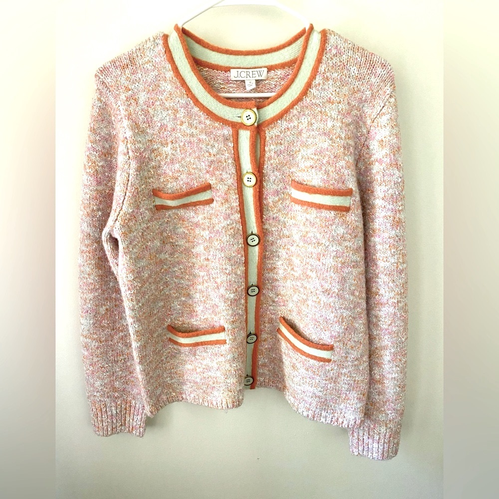 NWOT J. Crew Marled Sweater Lady Jacket Cardigan Ice Pink - Picture 2 of 6